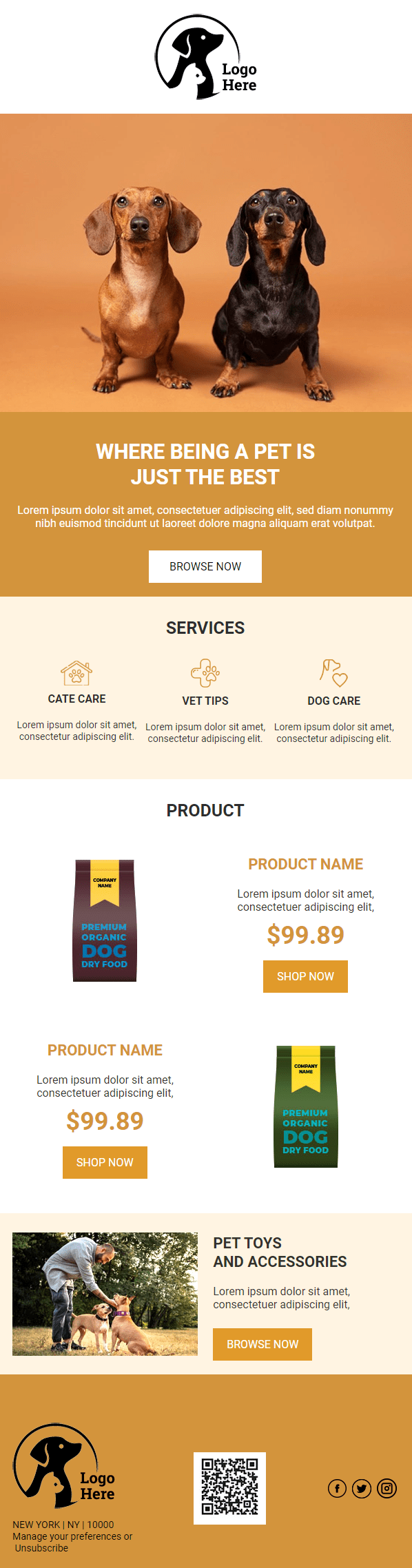 Pet Care 3 Email Template