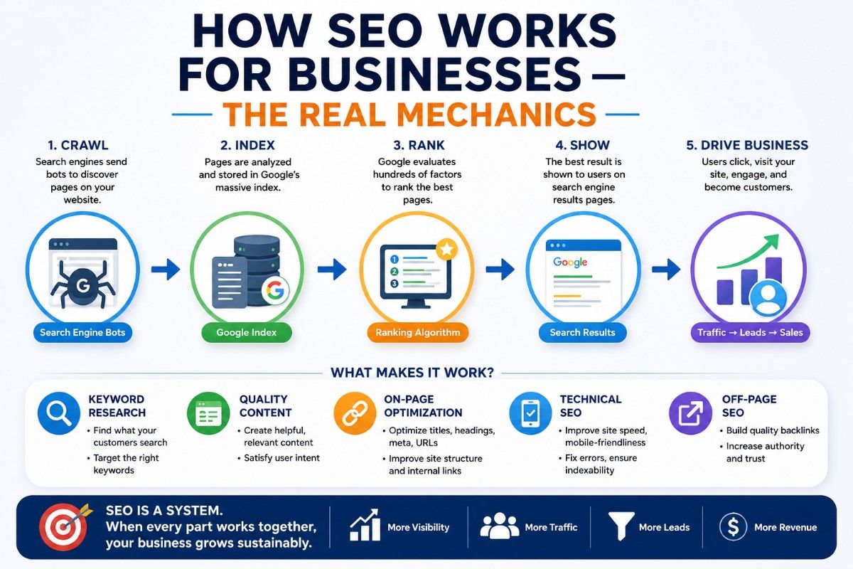 How SEO Works for Businesses — The Real Mechanics